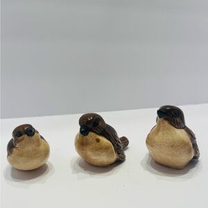 Set of Three Brown and Tan Bird Figurines